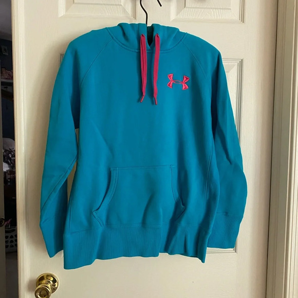 Under Armour Tops - Under Armour hoodie size small teal and pink
